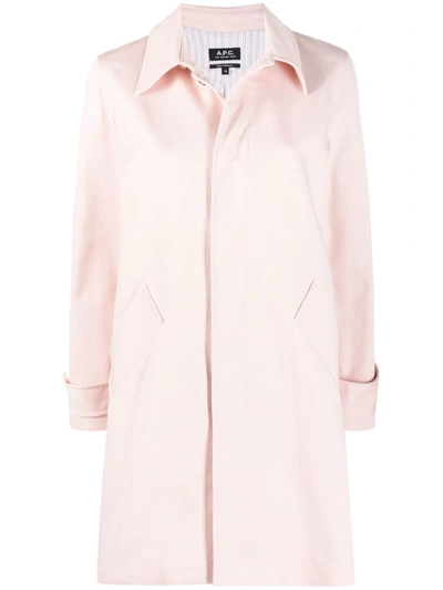 Apc Dinard Single-breasted Mac Coat In Rosa