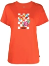 Vans Floral Checkerboard Logo T-shirt In Orange