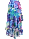 MARCHESA NOTTE FLORAL-PRINT TIERED SKIRT