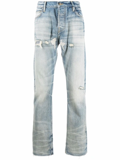 Fear Of God Blue Distressed Straight-leg Jeans