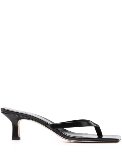 Aeyde Daphne Leather Pointed-toe High-heeled Sandals In Black