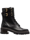 See By Chloé Mallory Combat Boots In Black Leather In Schwarz
