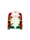 Valentino Vltn Cotton-blend Jersey Hooded Sweatshirt In Bianco/camou
