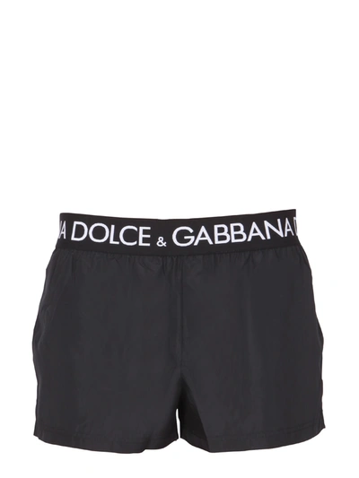 Dolce & Gabbana Short Swimsuit In Nero
