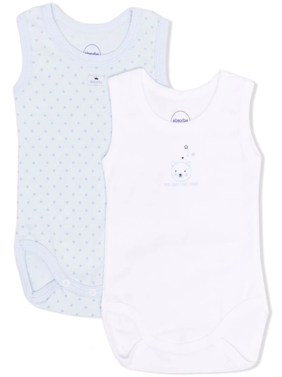Absorba Two-pack Cotton Babygrows In White