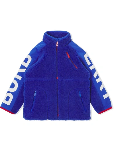 Burberry Kid's Caleb Padded Fleece Logo Jacket In Cobalt Blue