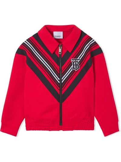 Burberry Monogram-patch Chevron Track Jacket In Red
