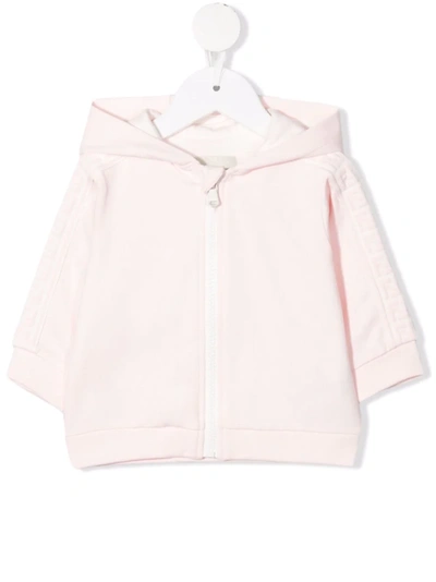 Fendi Babies' Ff-striped Zip-up Hoodie In Pink