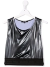 Balmain Teen Logo-band Metallic Crop Top In Black