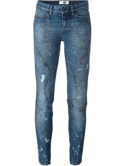 Faith Connexion Cropped And Distressed Skinny Jeans In Blue