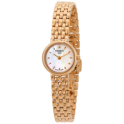 Tissot Lovely Mother Of Pearl Dial Ladies Watch T058.009.33.111.00 In Gold Tone,mother Of Pearl,pink,rose Gold Tone,white