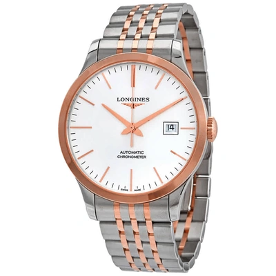 Longines Record Automatic Chronometer Silver Dial Mens Watch L28215727 In Gold Tone,pink,rose Gold Tone,silver Tone,two Tone