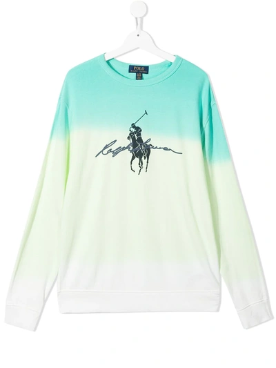 Ralph Lauren Kids' Logo-print Gradient Sweatshirt In Green