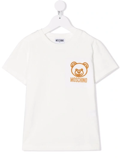 Moschino Kids' Logo Crew-neck T-shirt In White