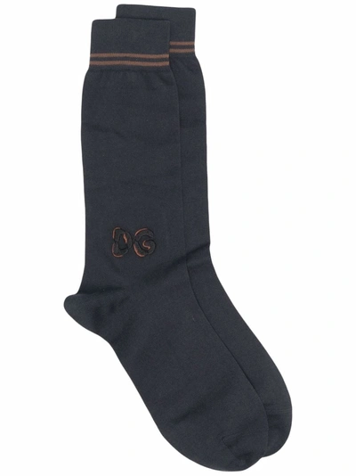Dolce & Gabbana Logo-embroidered Socks In Black