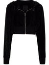 Givenchy Cropped Embellished Crushed-velvet Hoodie In Black