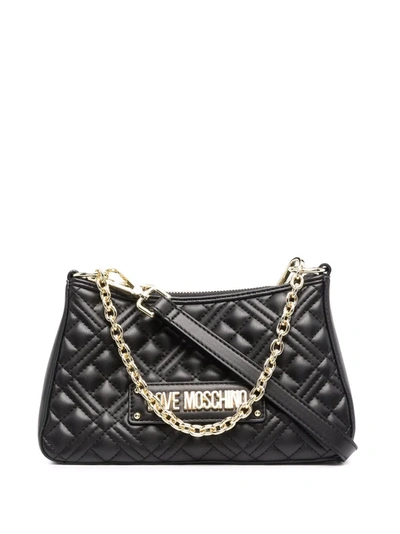 Love Moschino Quilted Heart-logo Bag In Black