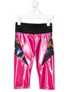 Balmain Metallic Print-panelled Cropped Leggings In Pink