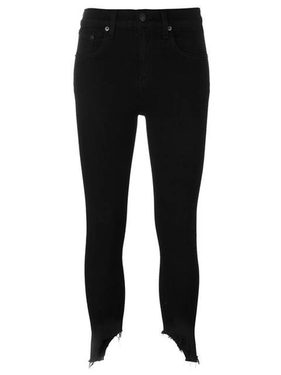 Rag & Bone The Capri Cropped Distressed High-rise Skinny Jeans In Black