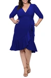 Kiyonna Whimsy Wrap Dress In Cobalt Blue