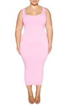 Naked Wardrobe Hourglass Midi Dress In Pink Frosting
