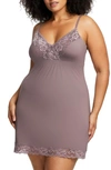 Montelle Intimates Lace Bust Support Chemise In Almond Spice/ Pink Pearl