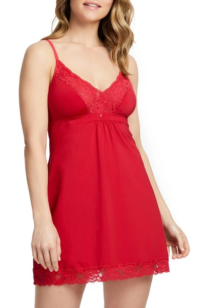 Montelle Intimates Lace Bust Support Chemise In Sweet Red