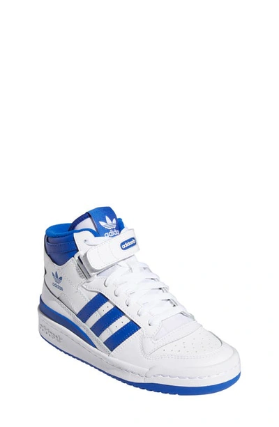 Adidas Originals Forum Mid Sneaker In White/ Team Royal Blue/ White