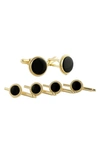 DAVID DONAHUE ONYX CUFF LINK & STUD SET,SS806313