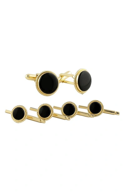 David Donahue Onyx Cuff Link & Stud Set In Gold