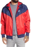 Nike Sportswear Windrunner Jacket In Red/ Midnight Navy/ White