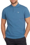 Barbour Polo Shirt In Pique Cotton With Logo In Pigment Blue
