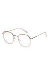 Fifth & Ninth Stockholm 55mm Round Blue Light Blocking Glasses In Pink/ Clear