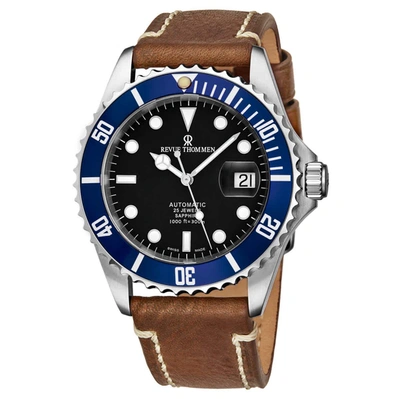Revue Thommen Diver Automatic Black Dial Mens Watch 17571.2535 In Black,blue,brown,silver Tone