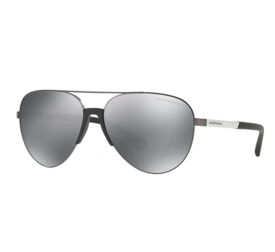 Armani Collezioni Armani Aviator Sunglasses Ea 2059f 30106g 61 In Blue,grey,gunmetal,silver Tone