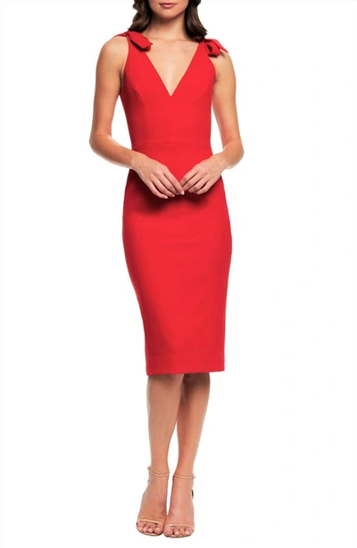 Dress The Population Lita Tie Cocktail Dress In Rouge