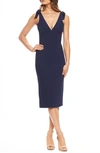Dress The Population Lita Tie Cocktail Dress In Midnight Blue