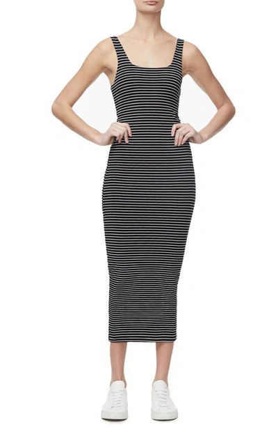 Good American Square Neck Ruched Body-con Dress In Stripe001