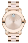 Movado Bold Pavé Dot Ceramic Bracelet Watch, 36mm In Rose Gold