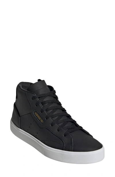Adidas Originals Sleek Mid Sneaker In White/ Core Black/ Gold Met