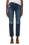 Hudson Nico Destructed Straight-leg Raw-hem Cropped Jeans In Seaglass