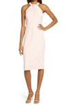 Julia Jordan Twist Neck Sheath Dress In Latte