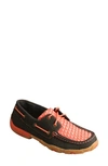 Twisted X Boat Shoe In Woven Coral And Black