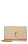 Saint Laurent Kate Medium Ysl Crossbody Bag In Grained Leather In Dark Beige