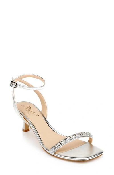 Jewel Badgley Mischka Charisma Ankle Strap Sandal In Silver