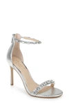 Jewel Badgley Mischka Campbell Womens Jeweled Stiletto Ankle Strap In Silver