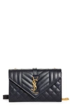 Saint Laurent Small Envelope Calfskin Leather Shoulder Bag In Deep M/ Deep M/ Deep M