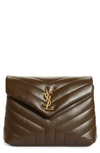 Saint Laurent Small Loulou Leather Shoulder Bag In Soil Brown