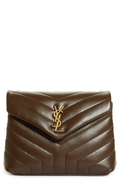 Saint Laurent Small Loulou Leather Shoulder Bag In Soil Brown