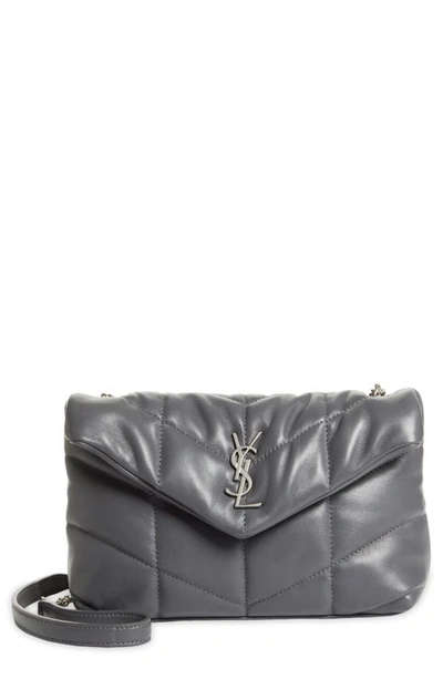 Saint Laurent Mini Loulou Puffer Crossbody Bag In Storm